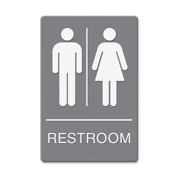 Headline Signs Sign, inRestroomin, w/Men/Women Icons, Gray/White HDS4812 - main